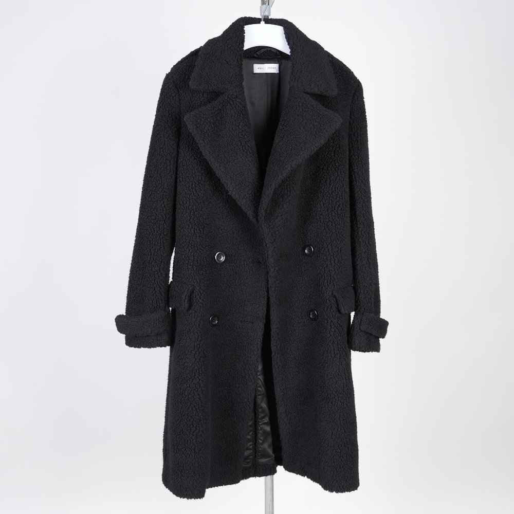 Weili Zheng Teddy Long Coat In Black Size S
